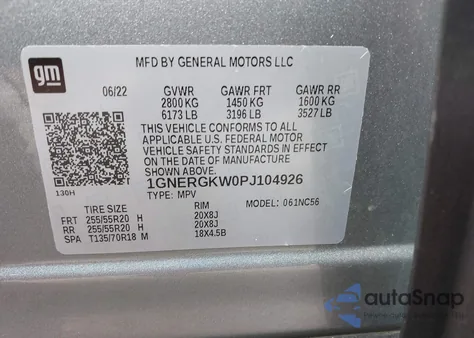 2023 Chevrolet Traverse Fwd Lt Cloth z USA, uszkodzony, nr VIN 1GNERGKW0PJ104926